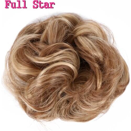 Full Star Curly Messy Hair Bun Chignon Synthetic Hair Donuts Hairpiece For Women Synthetic Wrap Curly Elastic Updo Scrunchy
