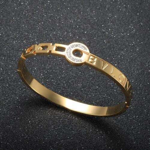 Hollow Round Clay CZ Crystal Bangle Love Engraved Bracelet For Women Party Bangle Jewelry Gift Wholesale