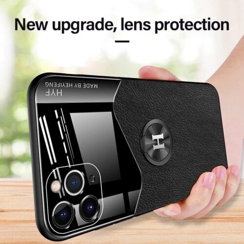 Luxury Leather Magnetic Phone Case For iPhone 12 11 Pro Max SE XSmax XR XS X 8 7 6 Plus Metal Ring Bracket Protection Cover