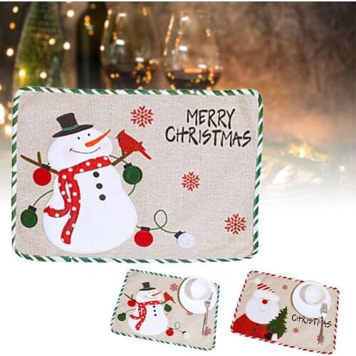 Christmas Placemats Easy Clean Washable Table Mats Christmas Decorations for Dining Home Kitchen GQ