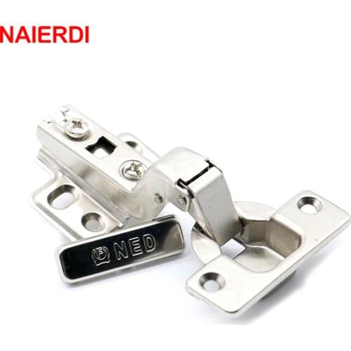NAIERDI Self Elasti Half Overlay Hinge Cupboard Cabinet Kitchen Door Hinge 35mm Cup Special Spring Hinge For Home Hardware