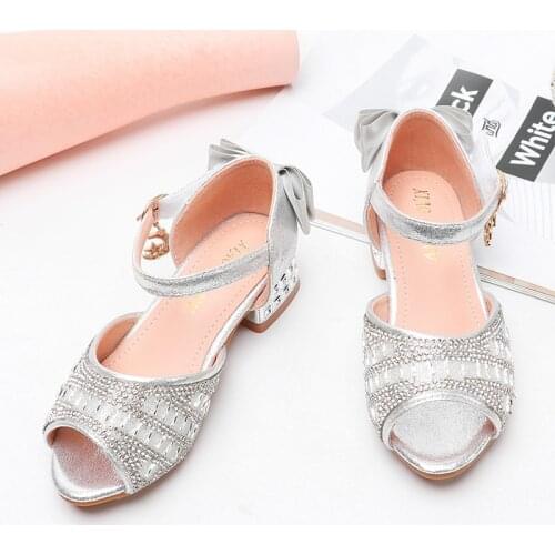 Kids Girls Shoes Princess Sandals Low Heel Summer Sandals Leather Shoes Open Toe Casual Shoes Girls Dance SJD033