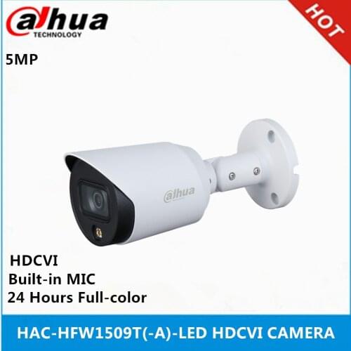 Dahua HAC-HFW1509T-A-LED 5MP Full-color Starlight HDCVI Bullet Camera Built in MIC support CVI/CVBS/AHD/TVI Switchable