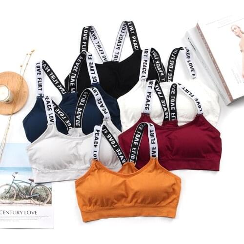 Letter Sports Bra Top Push Up Fitness Running Yoga Bra Underwear Cotton Sport Tops for Women Gym Wear Solid Women Sportswear