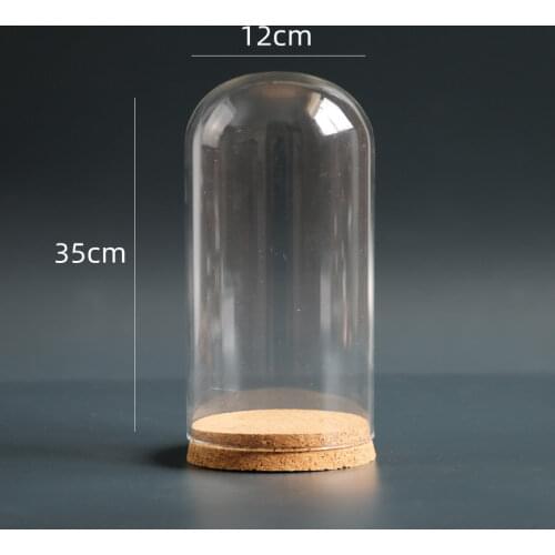 12*35cm Cork Base Glass Dome Home Wedding Decoration Diameter=12cm Diameter=35cm Glass Cover Vase Friend Gift