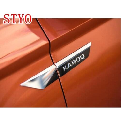 STYO For Skoda1 Karoq 2017 2018 ABS Side Wing Fender Door Emblem Badge Sticker Trim