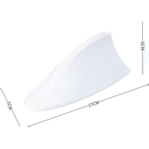 Universal Car Roof White Shark Fin Antenna Cover AM FM Radio Signal Aerial Adhesive Tape Base Fits Most Auto Cars SUV Truck