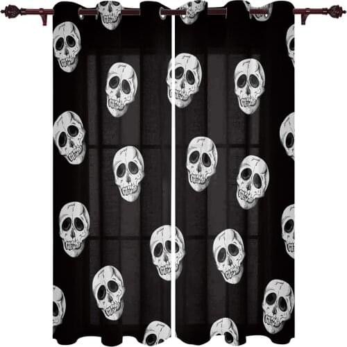 Halloween Skull Windows Curtains Living Room Bedroom Kitchen Curtains For Children Drapes