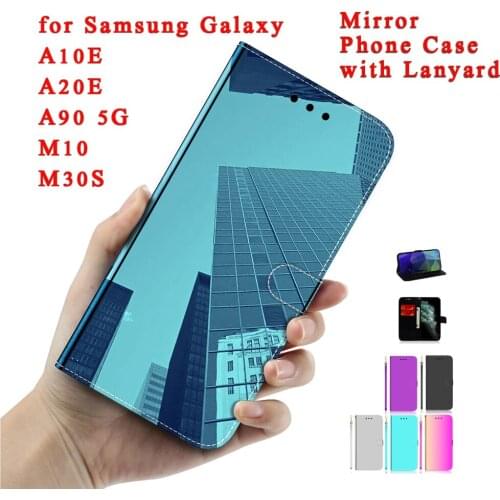 Sunjolly Mirror Case Flip Stand Card PU Leather Cases Cover coque for Samsung Galaxy A10E A20E M10 M30S A90 5G Case Bag fundas