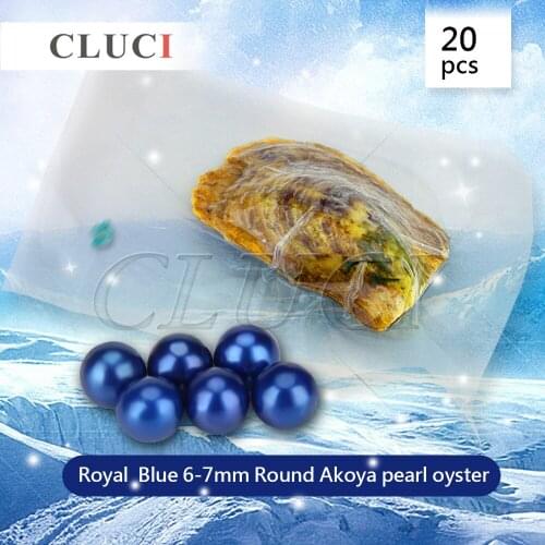 CLUCI 20pcs 6-7mm natural Real Cultured Love Wish Pearl Oyster Royal Blue Beads in Vacuum-packed Pearl Oyster Gift WP086SB