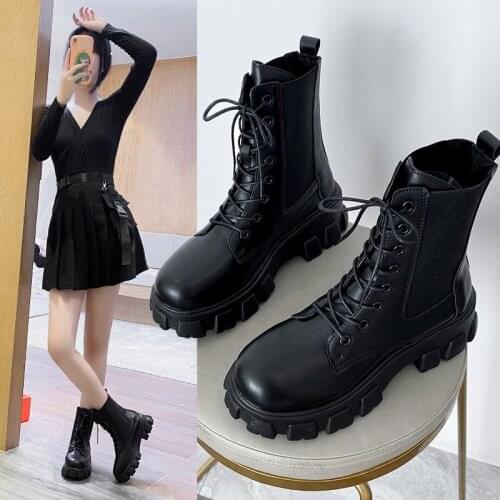 Ankle Round Toe Women Boots Winter Warm Lace-Up Boots Boots Square Heel Zipper Middle Heels Ladies Fashion Black Brown Boot