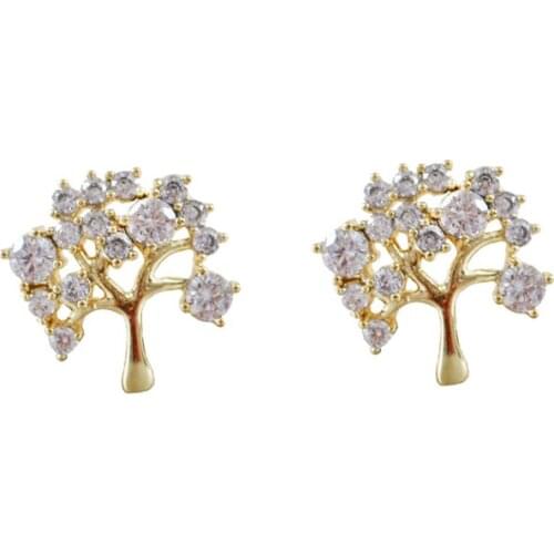 LANFLORA fashion tree zircon copper alloy women stud earrings for Valentines-day birthday party gift cheap wholesale price
