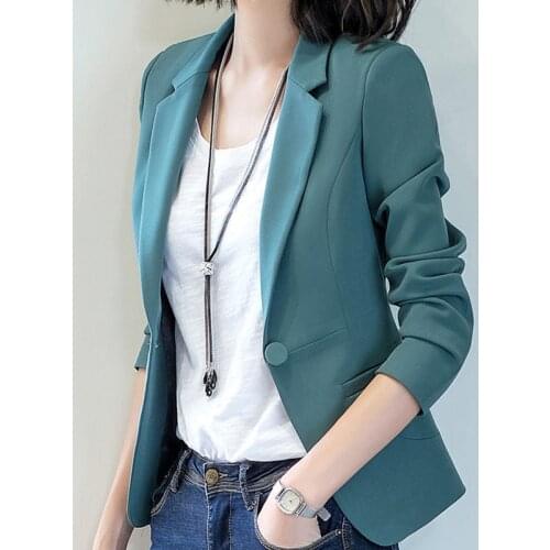 Fashion New Spring Autumn Blazers And Jackets Women Long Sleeve One Button Female Blazer Solid Coat Outerwear
