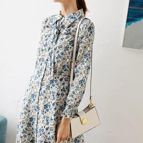 Love New silk dress letter printed crepe de silk dress lace up slim A line medium length