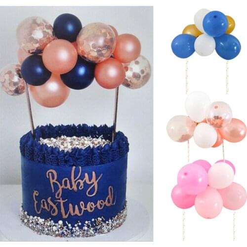 1Set Creative Cake Decor 5inch Confetti Latex Balloon Ribbon Straws Cake Topper Set Baby Shower Wedding Birthday Party decoratio