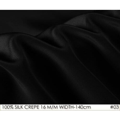 100% SILK CREPE DE CHINE 140cm width 16momme Natural Soie Fabrics Dress and shirts Material Black NO 03