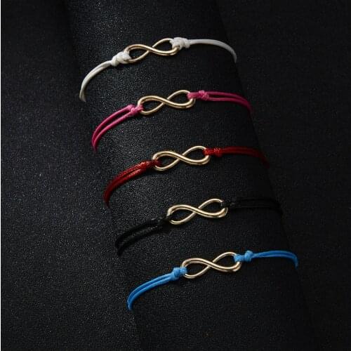 2019 Fashion Women Rope Bracelet Handmade 8 Metal Women Jewelry Black White Blue Chain Women Bracelet