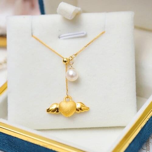 Pure 24K Yellow Gold Pendant 3D Hard Gold Heart Necklace Pendant 999 Gold Pendant