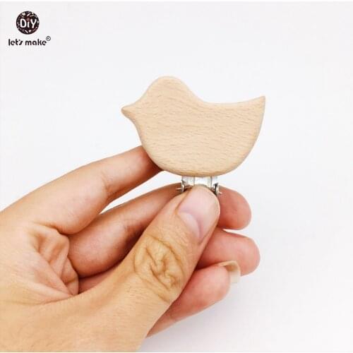 Lets Make Baby Nursing Accessories 5pc Heart Pacifier Chain Clip Pacifier Clip Wooden Animal Clip Teething Beads Clip Teether