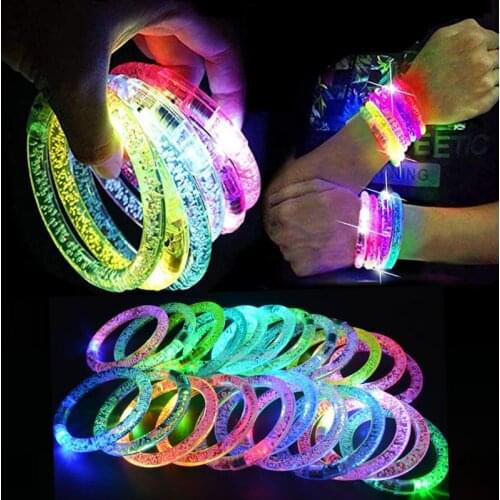 50pcs Flash Dance Bracelets Wristbands LED Flashing Wrist Glow Bangle In The Dark Carnival Birthday Gift Neon Party Supplies