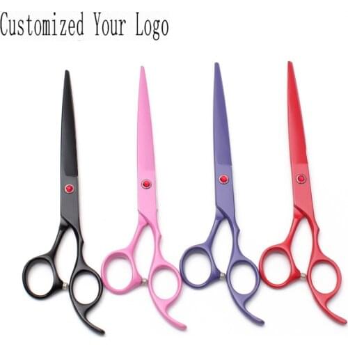 7" 19.5cm Stainless Engraving Logo Grooming Scissors Straight Scissors Dogs Shears Animal Scissors Professional Pet Shears C4102