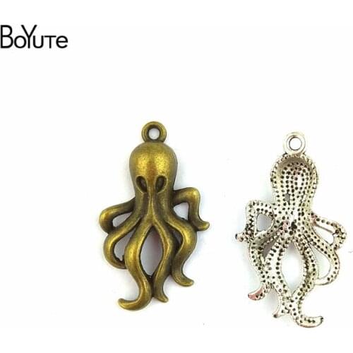 BoYuTe (60 Pieces/Lot) 18*32MM 2 Colors Fashion Vintage Metal Zinc Alloy Animals Octopus Pendant Diy Charms for Jewelry Making