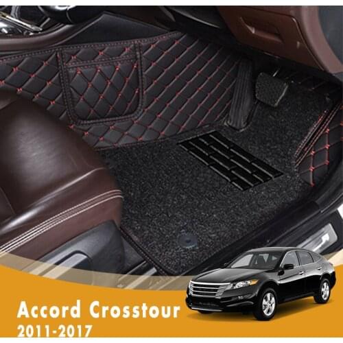 RHD Luxury Double Layer Wire Loop Car Floor Mats For Accord Crosstour 2017 2016 2015 2014 2013 2012 2011 Protect Kits For Honda