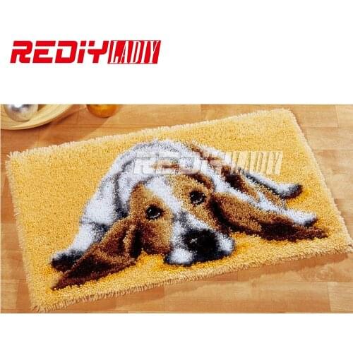 Hot Latch Hook Rug Kits DIY Needlework Unfinished Crocheting Rug Yarn Cushion Mat Dog Embroidery Carpet Home Decor Free Shipping