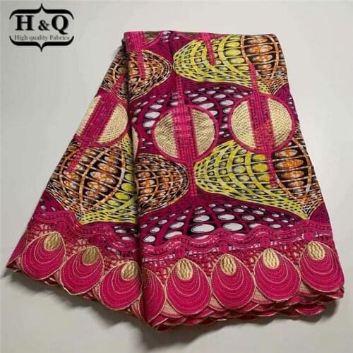 H&Q 2021 Newest African Batik Tissue Cloth Lace Wax Brocade Printed Fabrics Guipure Ankara Lace Materials 6 Yards Sewing H0639