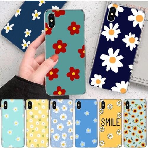 INS Cute Sun Flower Little daisy Soft Cover Phone Case For Apple Iphone 12 11 Pro XS X Max XR 7 8 6 6S Plus 5S SE + Mini Customi