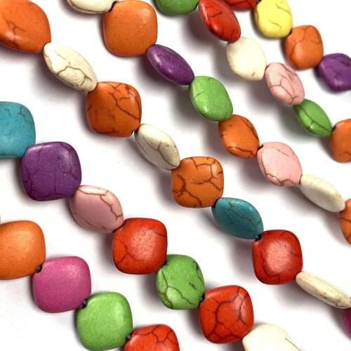 Natural Stone Gems Square Slice Mixed Candy Color Beaded Crafts DIY Cute Necklace Bracelet Jewelry Accessories Party Gift Making