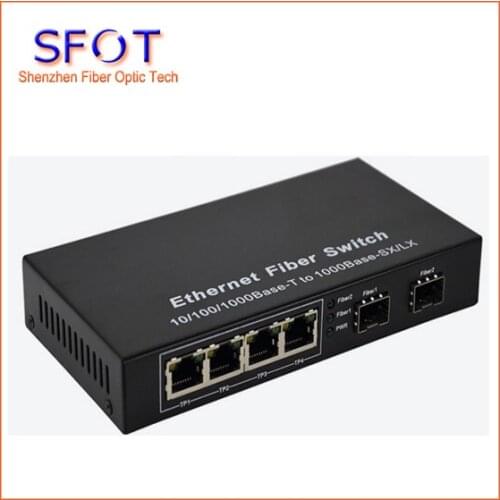 Ethernet switch, with 4 ports RJ45 and 2 ports SFP, single mode dual fiber 20KM 1310nm/1550nm network switch, Include 2pcs SFPs