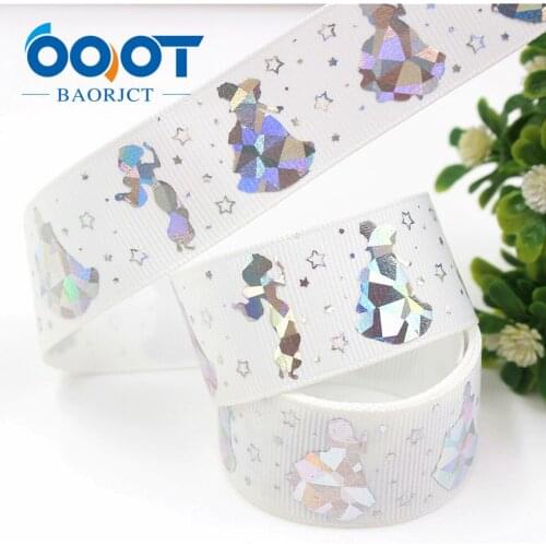 423, 1'' 25mm Lovely girl Silver foil printed ribbon,10yrds DIY Hair Bow Wedding Festival Home Party Birthday Decorations Gift