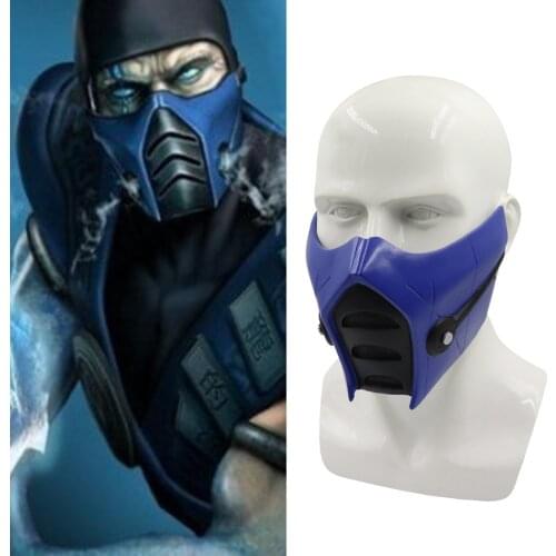 Game Mortal Kombat Sub-Zero Cosplay Mask Resin Made Blue Color Sub Zero Masks Halloween Cosplay Props