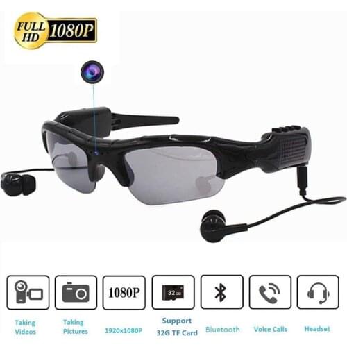 Mini Camera Multi-function Sunglasseswith Bluetooth Headset Sports Video Recorder Polarized Lens Sun Glass 1080P Camcorder