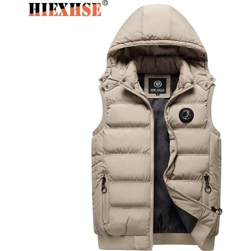 Mens Vest Winter Down Vest Casual Waistcoat Mens Sleeveless Jacket Plus Size Warm Mens Vest Overcoats Hat Detachable New
