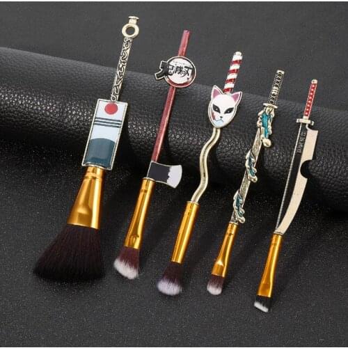 5Pcs/set Demon Slayer Makeup Brushes Set Eye Shadow Eyebrow Powder Baby Comestic Kids Pretend Play Make up Set Girl Makeup Toys