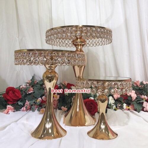Gold Crystal cake stand set mirror& metal surface face fondant cupcake sweet table candy bar table decorating