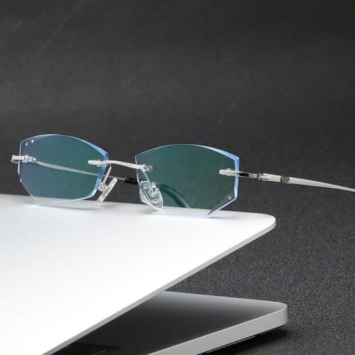 ZIROSAT 9119 Pure Titanium Rimless Men Eyeglasses Frame Fashion Brand Designer Myopia Clear Optical Prescription Eyewear Frame