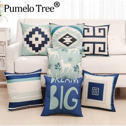 Wholesale Cute Wildlife Reindeer Bear Pattern Cushion Cover Decorative Beige Polyester Throw Pillow Cases Capa Almofada