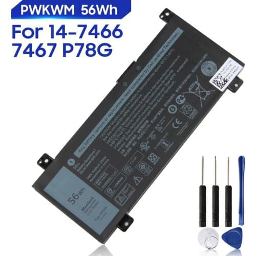 Original Replacement Battery For DELL Inspiron14-7466 7467 7000 P78G 7467-D1545B/R D1745B/R PWKWM Genuine Tablet Battery 56Wh