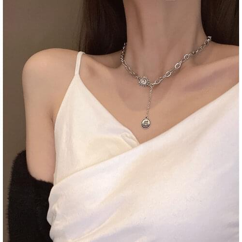 Necklace for Women Hip Hop Sunflower Pendants Chain Necklace Women Retro Fashion Style Jewelry Accessories