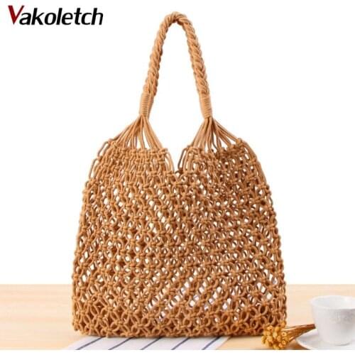Hot Women Bags Straw Beach Bags Bohemia 100% Handmade Bag Woven Handbag Wicker Knitted Summer Bag for Women KL411