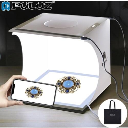 PULUZ 20cm Mini Photo Box Studio Shadowless Light Lamp Panel Pad+Studio Shooting Tent White Light Box Tent Box Kit