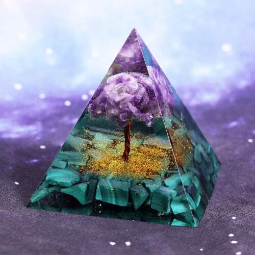 Handmade Tree Of Life Orgone Pyramid Healing Crystals Malachite Chakra Reiki Energy Pyramid Reiki Chakra Energy Orgone