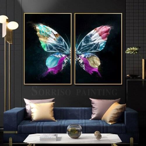 Nordic Abstract Color Butterfly Canvas Painting Modern Wall Art Posters And Prints Pictures For Living Room Home Dining Decor