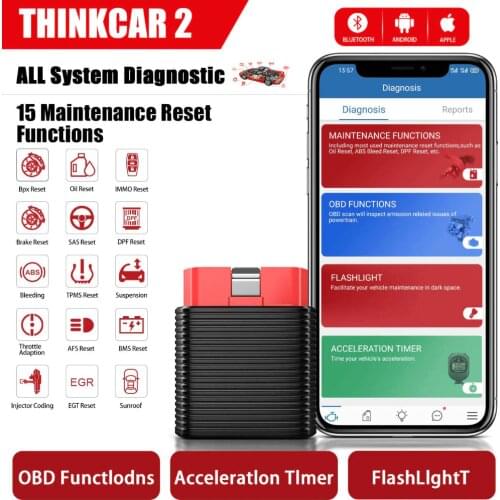THINKCAR 2 ThinkDriver Bluetooth Full System OBD2 Scanner for iOS Android Auto Scanner OBD 2 Car Diagnostic Code Reader
