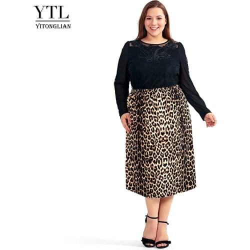 Vintage Plus Size Skirts for Women 4XL 5XL 6XL 8XL Leopard Print Comfortable Casual High Waist Straight Stretch Long Skirt H123