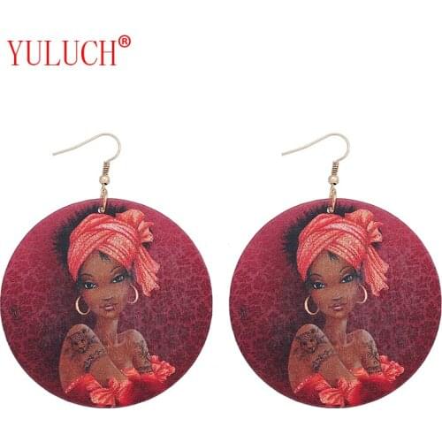YULUCH 2018 New Fashion Vintage National Jewelry Earrings for Painting Romantic Elegant African Woman Wooden Pendant Accessories