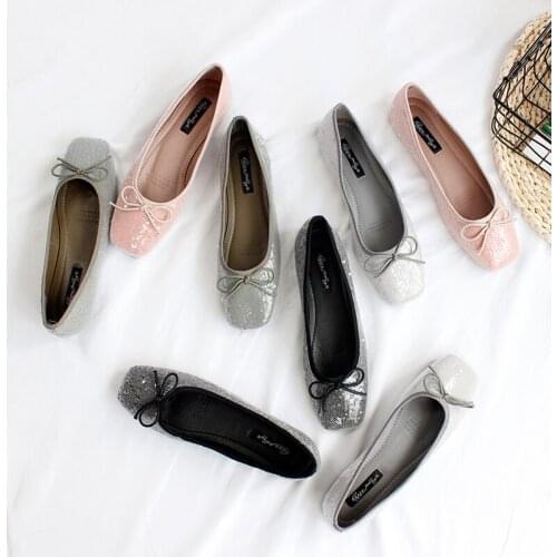 2021 Women Flats Shoe Casual Square Shoes Flat Shoes Woman Summer Ballet Flats Sapatos Femininos Bow Ballet Shoes Flat
